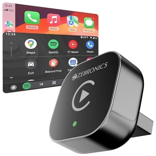ZEBRONICS 2-in-1 Wireless CarPlay Adapter, Converts Wired Android Auto & CarPlay to Wireless, USB-A with Type-C Cable, BT v5.4, Wi-Fi 6, Fast Boot, Plug & Play (DriveCast 03)  Amazon.in: Electronics