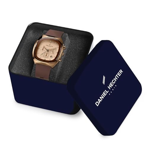 Daniel Hechter Paris Bercy Collection Modern Multi Functional Watch for Men with Square Dial and Silicon Band-DHM1001 (Beige) Amazon.in: Fashion - Image 6