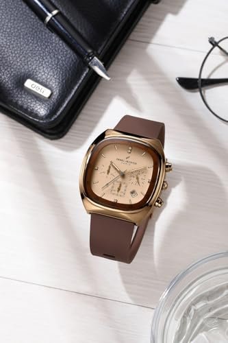 Daniel Hechter Paris Bercy Collection Modern Multi Functional Watch for Men with Square Dial and Silicon Band-DHM1001 (Beige) Amazon.in: Fashion - Image 4