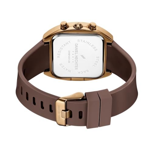 Daniel Hechter Paris Bercy Collection Modern Multi Functional Watch for Men with Square Dial and Silicon Band-DHM1001 (Beige) Amazon.in: Fashion - Image 5