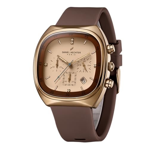 Daniel Hechter Paris Bercy Collection Modern Multi Functional Watch for Men with Square Dial and Silicon Band-DHM1001 (Beige)  Amazon.in: Fashion