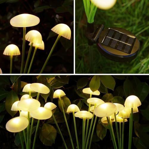 AAOVEFOX Solar Garden Lights,Dual Mode LED Solar Mushroom Lights, Waterproof Firefly Outdoor Decor for Yard, Patio, and Pathway – Warm White Jellyfish Ambiance (1)  Amazon.in: Home Improvement