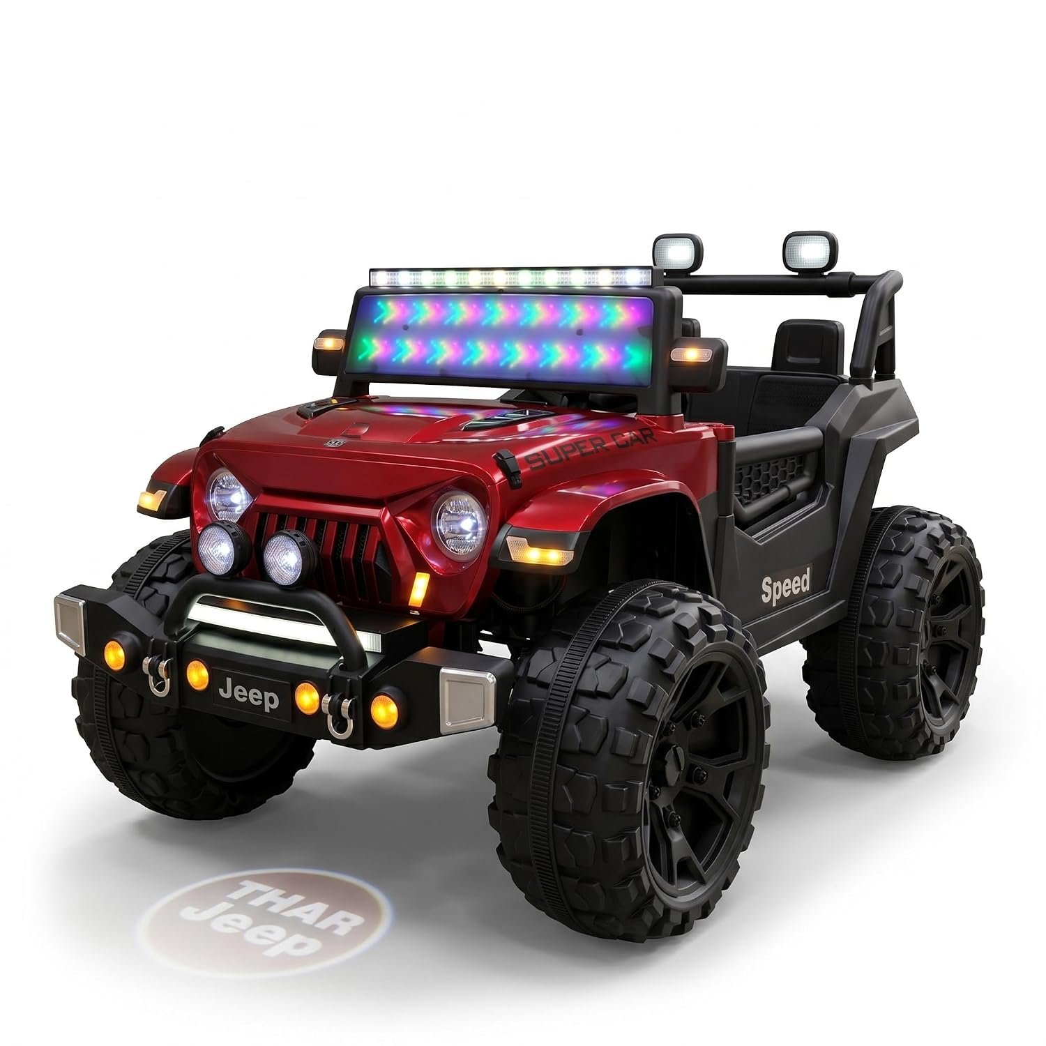 Buy kidsROAR Electric Ride-On Jeep for Kids | Remote Control 12V Battery Operated Rechargeable Big Car with LED Lights Music | Boys & Girls Age 3 to 7 Years (RED) Online at Low Prices in India - Amazon.in - Image 6