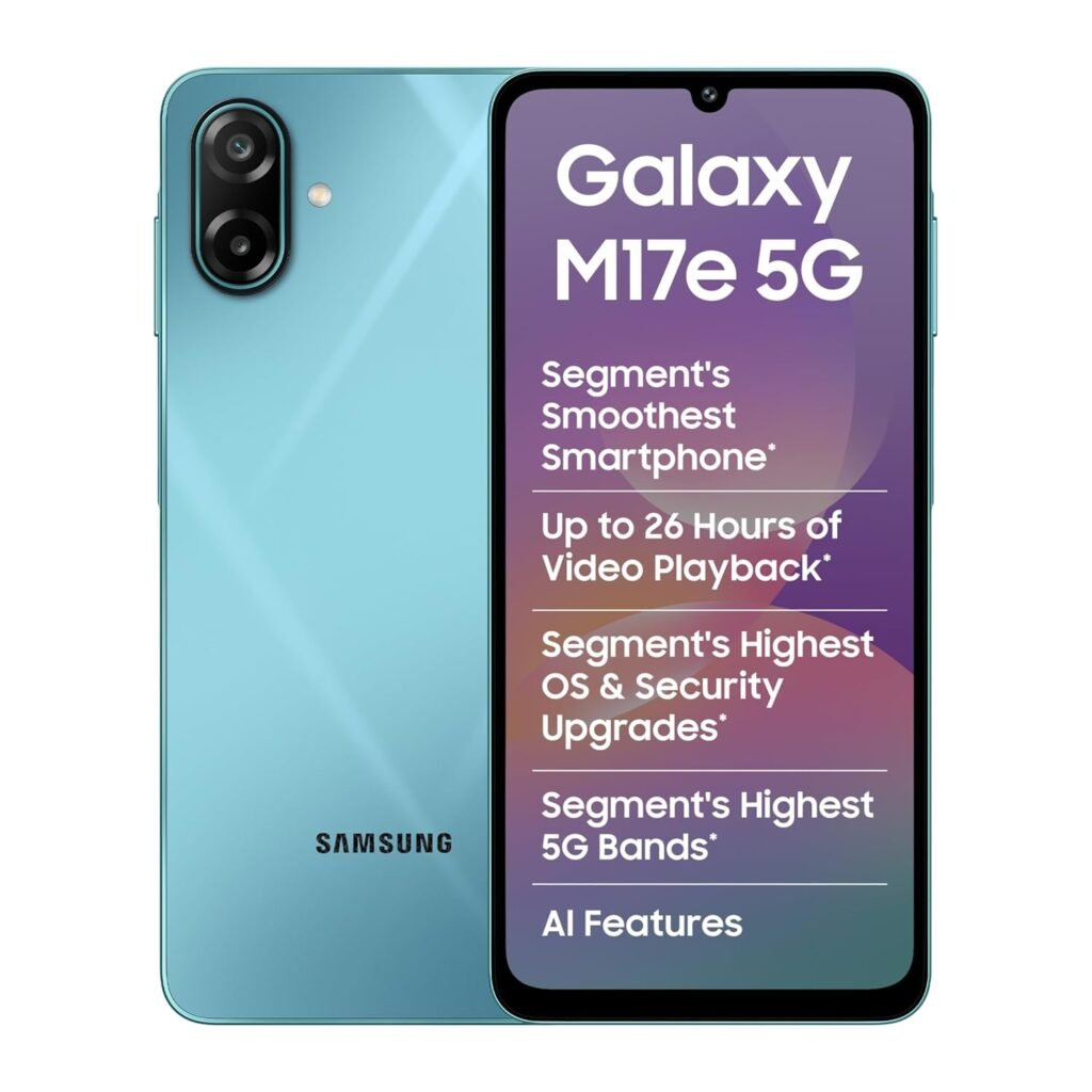 Samsung Galaxy M17e 5G Mobile (Blitz Blue, 4GB RAM, 128GB Storage, Monster 6000mAh Battery) | 120 Hz Refresh Rate | IP54 Rating | 6 Gen OS Upgrades | 50MP Dual Camera | Knox Security | AI  Amazon.in: Electronics